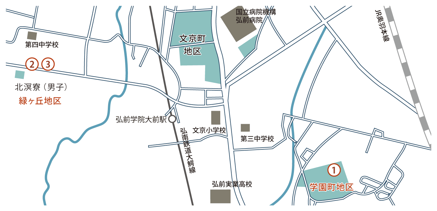 弘前大学石碑マップ 学園町・緑ヶ丘地区