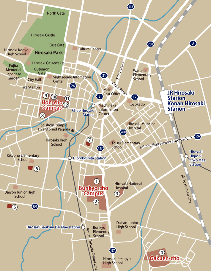 Location within Hirosaki City