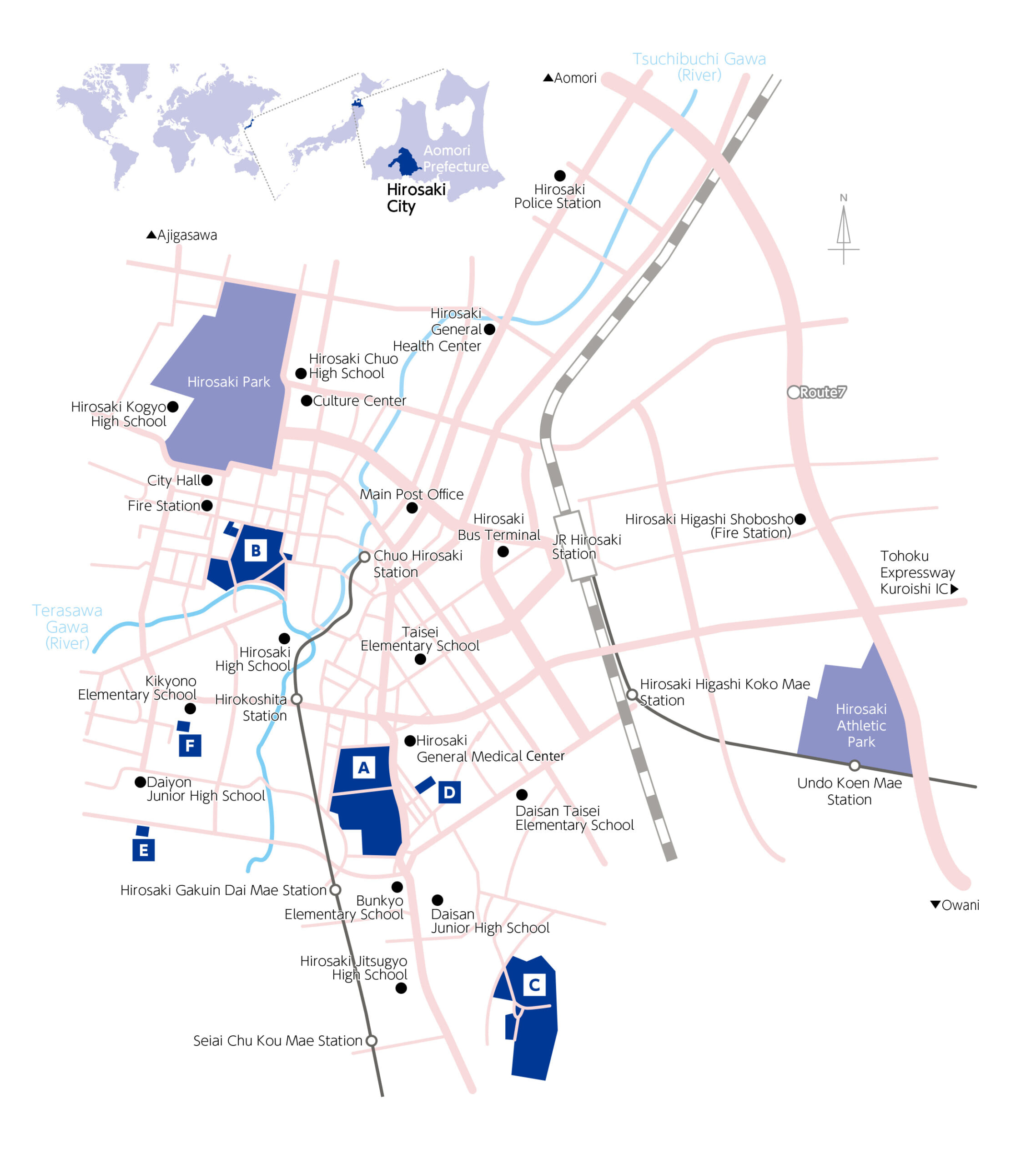 Access to Hirosaki University Locations