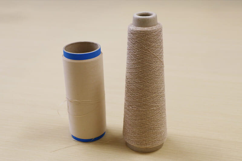 ①秋田スギパルプを原料とした紙糸