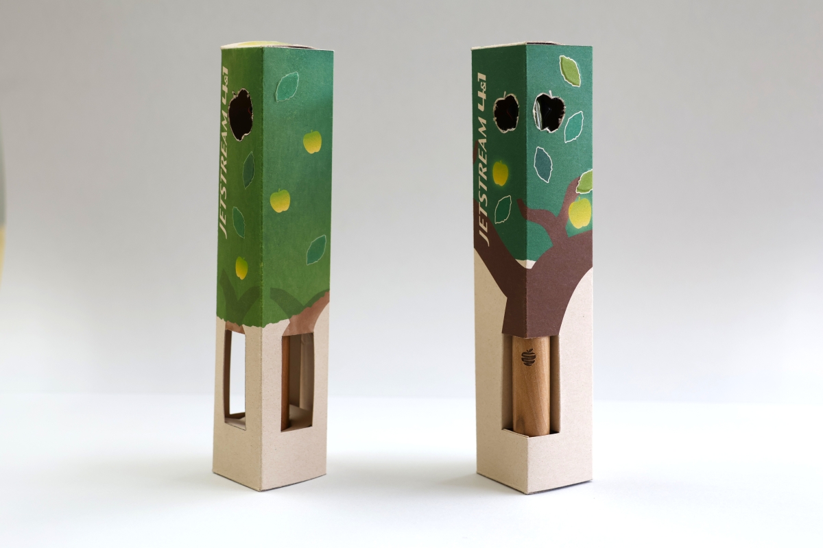 ④りんごの剪定枝から作られたパッケージ